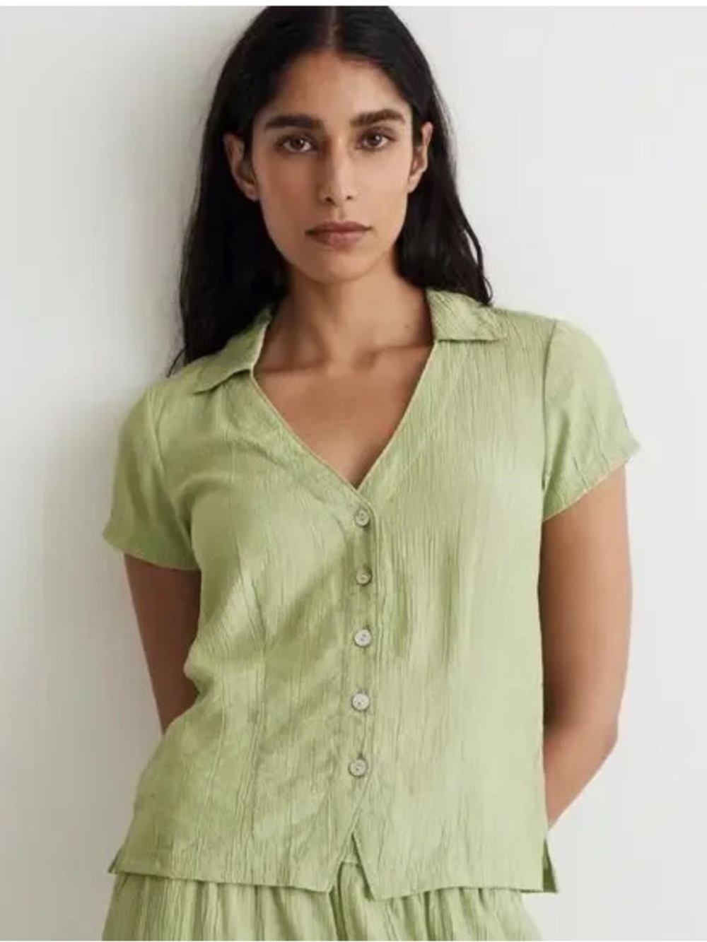 Madewell Notched V-Neck Button Up Top